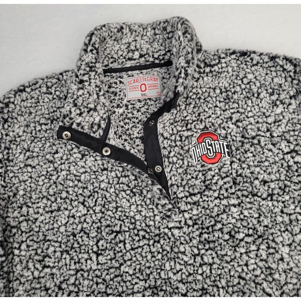 Scarlet & Gray Womens Ohio State Buckeyes 1/4 Snap‎ Sherpa Pullover XXL Black WH